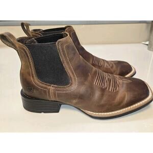 Ariat Men's Booker Ultra Square Toe Western Chelsea Boots Brown Leather 8.5 EE
